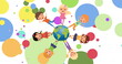 Image of diverse children and globe icon on white background