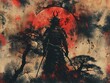 Mystical Samurai Menace: Abstract horror movie background infusing the mystique of samurai lore with elements of terror and suspense.