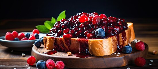 Wall Mural - Delicious Breakfast Spread with Fresh Berries, Croissants, and Jam on Elegant Plate