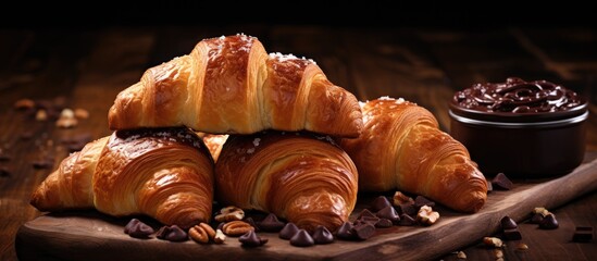 Poster - Delicious Warm Pastries Ready for Breakfast on Rustic Wooden Board