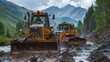 Self-Driving Caterpillar Bulldozers Efficiently Restoring Landslide-Stricken Sites