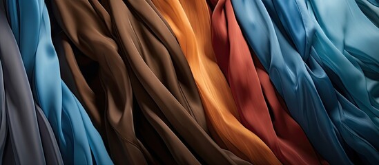 Poster - Vibrant Array of Colorful Silk Fabric Swatches Showing Diversity and Creativity