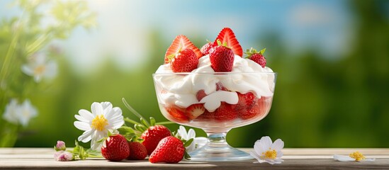 Poster - Vibrant Fresh Strawberries in a Bowl on a Rustic Wooden Table Setting