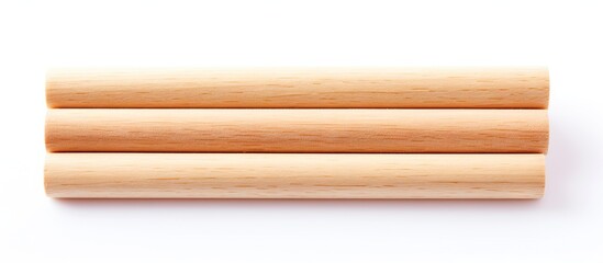 Sticker - Pair of Distressed Wooden Rolling Pins on Clean White Surface, Baking Utensils for Kitchen Preparations