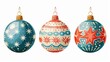 Bauble in retro style. Christmas ornament, painted sphere decoration. Festive winter holiday ornament. Isolated modern illustration.