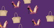 Image of handbag and shoes icons over purple background