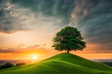 cross on top of a green hill