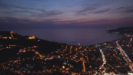 Wall Mural - Night over Alanya, Turkish Riviera on Mediterranean Coast, Antalya, Turkey