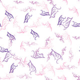 Fototapeta Dinusie - Seamless pattern with starfish, corals, pearls and seashells. Vector background with marine theme.