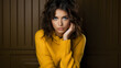 © Yuliia - Contemplative beauty in yellow, perfect for lifestyle and fashion.Elegant woman in a yellow sweater exuding a contemplative mood, ideal for fashion editorials and lifestyle branding.