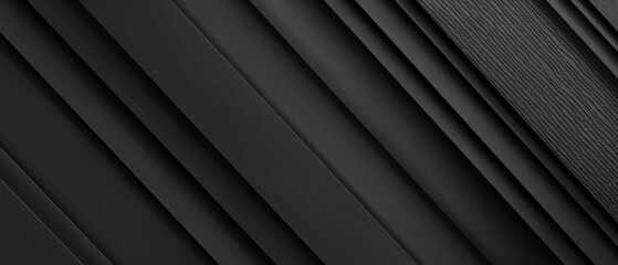 Poster - Abstract texture black anthracite dark gray silver background banner with 3d geometric for website, business, print design template metallic metall paper pattern illustration, overlapping layers