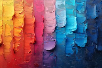 Poster - This image showcases a vivid and dynamic texture of oil paints applied in a thick manner across a spectrum of rainbow colors
