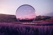 a circular object in a field of lavender