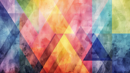 Wall Mural - Abstract watercolor background using geometric shapes in bright colors
