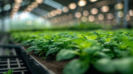 Futuristic indoor farm with rows of vibrant vegetables, epitomizing the pinnacle of food vegetable agriculture. Concept vegetable agriculture.