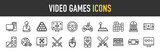 Fototapeta  - Video Games outline icon set. Vector icons illustration collection.