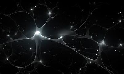 Wall Mural - abstract black and white background with neurons.