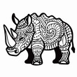a drawing of a rhino with the word rhino on it