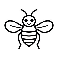 Poster - black vector bee icon on white background