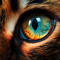 Sticker - A close-up of a cats eyes with vibrant colors. 