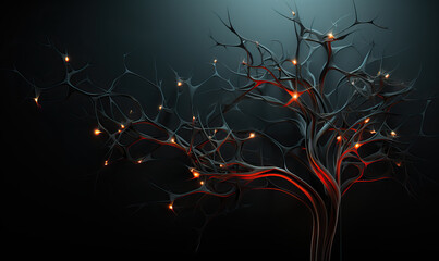 Wall Mural - abstract background, neural circuits, neuron cells concept.