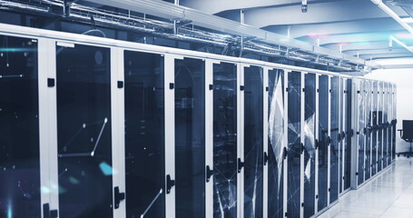 Poster - Image of networks of connections over computer servers