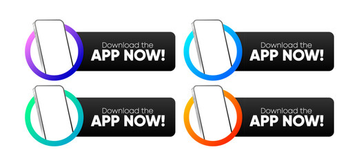 Poster - Download the App Now. Banner with smartphone in hand. Download Our App in online store. Ui design. Vector illustration.