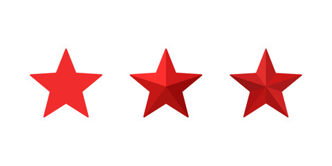 Wall Mural - three red stars – star graphic elements – one flat 2d star and two with 3d effects