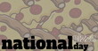 Image of national pizza day text and pizza icons over grey background