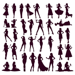 collection of woman singer silhouettes in different poses