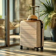 © Irène - Suitcase, hat and glasses. Travel kit