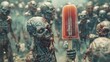 A zombie horde swarming around a melting popsicle