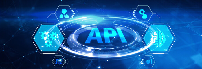 API - Application Programming Interface. Software development tool. Business, modern technology, internet and networking concept. 3d illustration