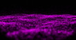 Purple light trail exploding over purple digital wave moving against black background