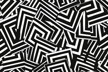 Wall Mural - Black and White Geometric Lineart, Simplistic elegance ,seamless repeating pattern.