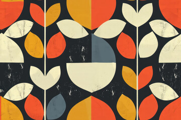 Wall Mural - Retro Flat Vector Pattern, Vintage inspired design ,seamless repeating pattern.