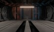 Door between floors interior scene 3d render sci-fi wallpaper background