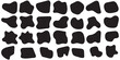 Black organic blob shape irregular form abstract vector illustration. Simple amoeba shape, asymmetric spot, irregular form. Eco color amorphous element set. Clipart of bubble blotch, deform drip. Blod