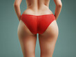 Close-up of plump woman in red panties