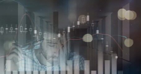 Poster - Image of data processing over caucasian man