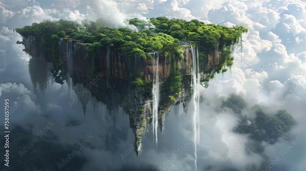 Thrive Waterfall Above the world, an island floats, its waterfalls a lifeline to the ...