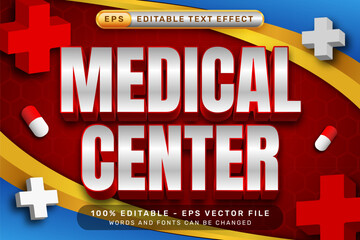 Poster - medical center 3d text effect and editable text effect