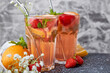 © Natalia - Refreshing aesthetic cocktails with citrus fruits and strawberry. Vitaminized summer detox water. Low alcohol, zero proof beverages.