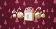 Image of calendar with 1 number date and christmas decorations and tree pattern