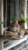 Fototapeta  - Kot na ganku. Cat on the porch - Generative AI