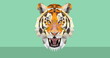 Image of tiger icon on green black background
