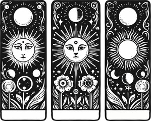 Wall Mural - black and white illustration of the tarot card isolated on the white background