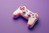 Fototapeta Tęcza - video game controller on the table 3d rendering illustration, orange and purple colors