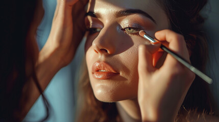 Makeup artist doing makeup. 