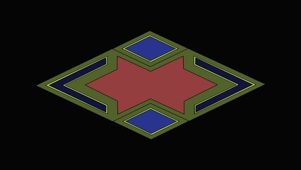 Wall Mural - Compound geometrical object simple animation with several rotations and transitions.